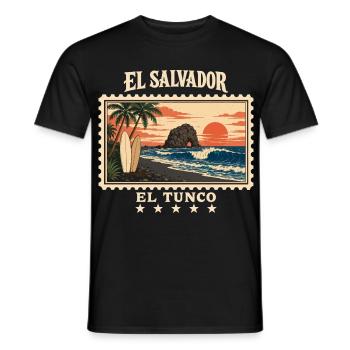 El Salvador El Tunco Vintage Reisemarke - Männer T-Shirt - Schwarz - Vorne - AI Model Male 178 light (178cm)