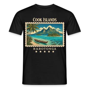 Cook Islands Rarotonga Vintage Travel Brand - Men's T-Shirt - black - Front - AI Model Male 178 light (178cm)