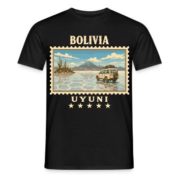 Bolivien Uyuni Vintage Reisemarke - Männer T-Shirt - Schwarz - Vorne - AI Model Male 178 light (178cm)