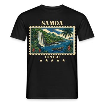 Marque de voyage vintage Samoa Upolu - T-shirt homme - noir - Devant - AI Model Male 178 light (178cm)