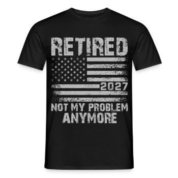 Retraité en 2027, ce n’est plus mon problème - T-shirt homme - noir - Devant - AI Model Male 178 light (178cm)