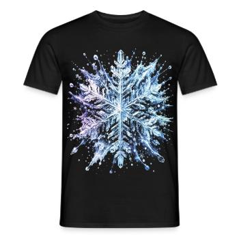 Flocon de Neige Cristal Glacé Splash Art - T-shirt homme - noir - Devant - AI Model Male 178 light (178cm)