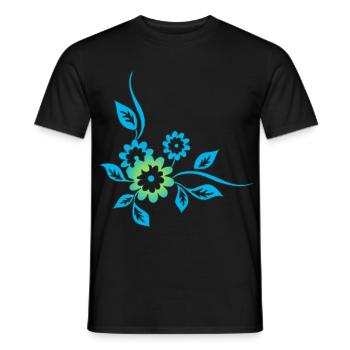 Fleurs bleues - T-shirt homme - noir - Devant - AI Model Male 178 light (178cm)
