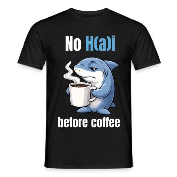 No H(a)i before Coffee | Morgenmuffel Hai - T-shirt homme - noir - Devant - AI Model Male 178 light (178cm)