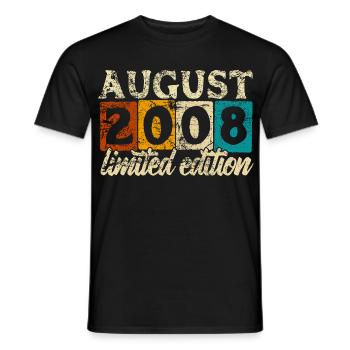 Édition limitée cadeau d’anniversaire d’août 2008 - T-shirt homme - noir - Devant - AI Model Male 178 light (178cm)