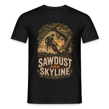 Arborist Tree Care Sawdust And Skyline - Men's T-Shirt - black - Front - AI Model Male 178 light (178cm)