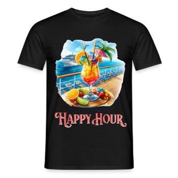 En se déplaçant vers l’happy hour - T-shirt homme - noir - Devant - AI Model Male 178 light (178cm)