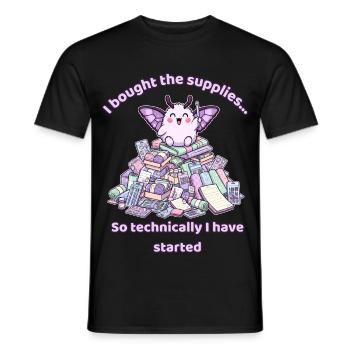 J’ai acheté les fournitures, donc techniquement j’ai commencé - T-shirt homme - noir - Devant - AI Model Male 178 light (178cm)