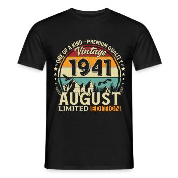 85. Geburtstag Geschenk Mann Original 1941 August - Männer T-Shirt - Schwarz - Vorne - AI Model Male 178 light (178cm)