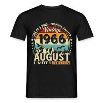 60e anniversaire cadeau Mari Original 1966 août - T-shirt homme - noir - Devant - AI Model Male 178 light (178cm)