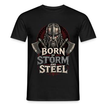 Born Of Storm And Steel - Männer T-Shirt - Schwarz - Vorne - AI Model Male 178 light (178cm)