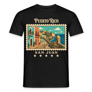 Puerto Rico San Juan Vintage Reisemarke - Männer T-Shirt - Schwarz - Vorne - AI Model Male 178 light (178cm)