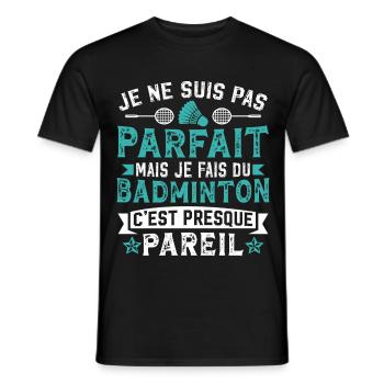 Je fais du badminton   - T-shirt homme - noir - Devant - AI Model Male 178 light (178cm)