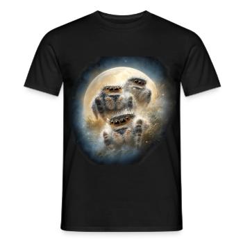 Jumping Spiders Winter Night Kawaii Chibi Wolfmond - Men's T-Shirt - black - Front - AI Model Male 178 light (178cm)
