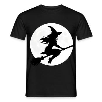 Hexe Besen Vollmond Halloween Kostüm Geschenk - Männer T-Shirt - Schwarz - Vorne - AI Model Male 178 light (178cm)