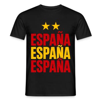 Spanien Schriftzug in Nationalfarben - Männer T-Shirt - Schwarz - Vorne - AI Model Male 178 light (178cm)
