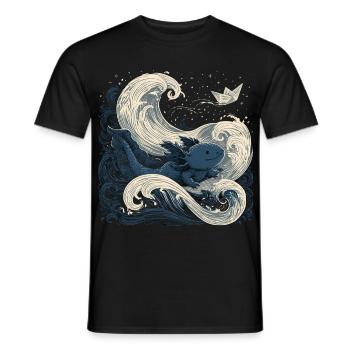 Axolotl Wellen Ozean Meeresfantasie - Männer T-Shirt - Schwarz - Vorne - AI Model Male 178 light (178cm)