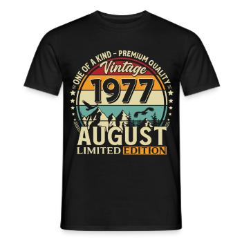 49. Geburtstag Geschenk Mann Original 1977 August - Männer T-Shirt - Schwarz - Vorne - AI Model Male 178 light (178cm)