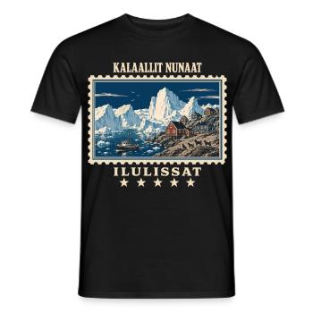 Grönland Ilulissat Vintage Reisemarke - Männer T-Shirt - Schwarz - Vorne - AI Model Male 178 light (178cm)