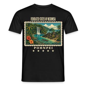 Micronesia Pohnpei Marque de voyage vintage - T-shirt homme - noir - Devant - AI Model Male 178 light (178cm)
