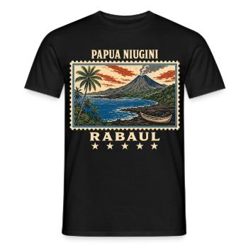 Papua-Neuguinea Rabaul Vintage Reisemarke - Männer T-Shirt - Schwarz - Vorne - AI Model Male 178 light (178cm)