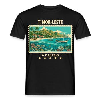 Timor-Leste Ataúro Vintage Reisemarke - Männer T-Shirt - Schwarz - Vorne - AI Model Male 178 light (178cm)