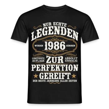 1986 Jahrgang geboren Legenden Vintage Geburtstag - Männer T-Shirt - Schwarz - Vorne - AI Model Male 178 light (178cm)