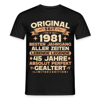 Original 1981 Jahrgang Legende 45. Geburtstag - Männer T-Shirt - Schwarz - Vorne - AI Model Male 178 light (178cm)