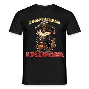 Je ne streame pas, je pille la loutre pirate drôle - T-shirt homme - noir - Devant - AI Model Male 178 light (178cm)