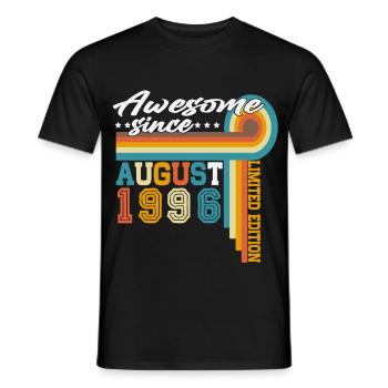 Cadeau d’anniversaire rétro vintage d’août 1996 Goon - T-shirt homme - noir - Devant - AI Model Male 178 light (178cm)