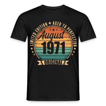 August 1971 Jubiläum Limited Edition Vintage - Männer T-Shirt - Schwarz - Vorne - AI Model Male 178 light (178cm)