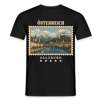 Österreich Salzburg Vintage Reisemarke - Männer T-Shirt - Schwarz - Vorne - AI Model Male 178 light (178cm)
