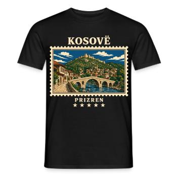 Kosovo Prizren Vintage Reisemarke - Männer T-Shirt - Schwarz - Vorne - AI Model Male 178 light (178cm)
