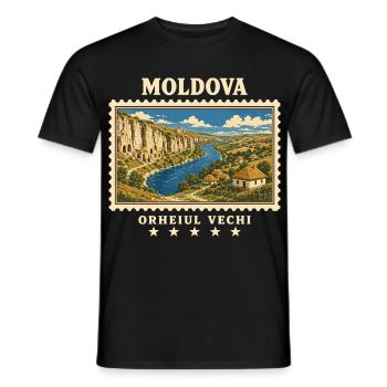 Moldau Orheiul Vechi Vintage Reisemarke - Männer T-Shirt - Schwarz - Vorne - AI Model Male 178 light (178cm)