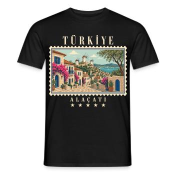 Türkiye Alaçatı Vintage Reisemarke - Männer T-Shirt - Schwarz - Vorne - AI Model Male 178 light (178cm)
