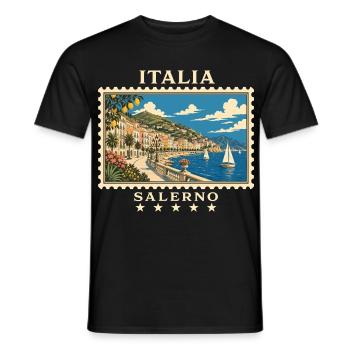 Italien Salerno Vintage Reisemarke - Männer T-Shirt - Schwarz - Vorne - AI Model Male 178 light (178cm)