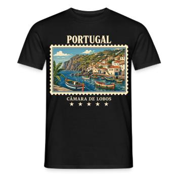 Portugal Câmara de Lobos Vintage Reisemarke - Männer T-Shirt - Schwarz - Vorne - AI Model Male 178 light (178cm)