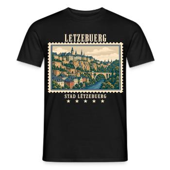 Luxemburg Luxemburg-Stadt Vintage Reisemarke - Männer T-Shirt - Schwarz - Vorne - AI Model Male 178 light (178cm)
