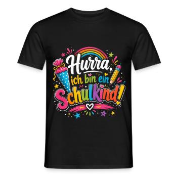 Hurra Ich Bin Ein Schulkind - Männer T-Shirt - Schwarz - Vorne - AI Model Male 178 light (178cm)