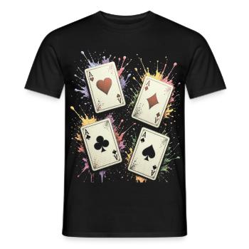 Multicolor Ace Square Splash Art Cards - Men's T-Shirt - black - Front - AI Model Male 178 light (178cm)
