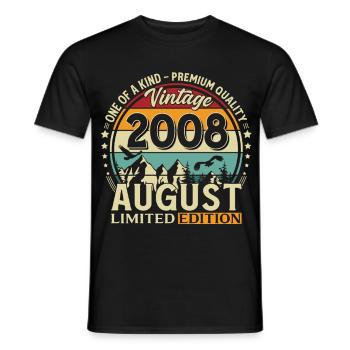 Cadeau de 18e anniversaire Mari Original août 2008 - T-shirt homme - noir - Devant - AI Model Male 178 light (178cm)