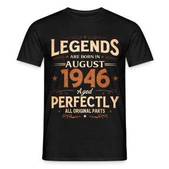 Cadeau pour 80 ans : Mari Millésime 1946 Août - T-shirt homme - noir - Devant - AI Model Male 178 light (178cm)