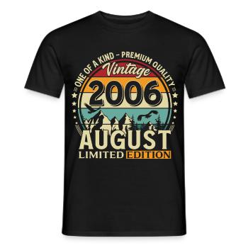 Cadeau de 20e anniversaire Mari Original août 2006 - T-shirt homme - noir - Devant - AI Model Male 178 light (178cm)