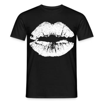 Lèvres embrassables avec Lipstick Lip Imprint White - T-shirt homme - noir - Devant - AI Model Male 178 light (178cm)