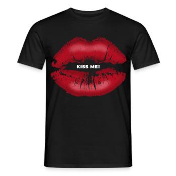 Kiss me! Kussmund mit Lippenstift Lippe Spruch - Männer T-Shirt - Schwarz - Vorne - AI Model Male 178 light (178cm)