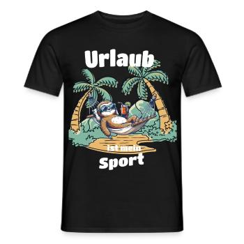 Urlaub ist mein Sport Faultier T-Shirt Sommer - Männer T-Shirt - Schwarz - Vorne - AI Model Male 178 light (178cm)