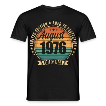 Vintage August 1976 Anniversary Limited Edition - Men's T-Shirt - black - Front - AI Model Male 178 light (178cm)