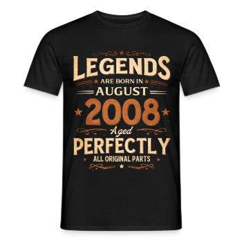 18. Geburtstag Geschenk Mann Legende August 2008 - Männer T-Shirt - Schwarz - Vorne - AI Model Male 178 light (178cm)