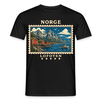 Norwegen Lofoten Vintage Reisemarke - Männer T-Shirt - Schwarz - Vorne - AI Model Male 178 light (178cm)