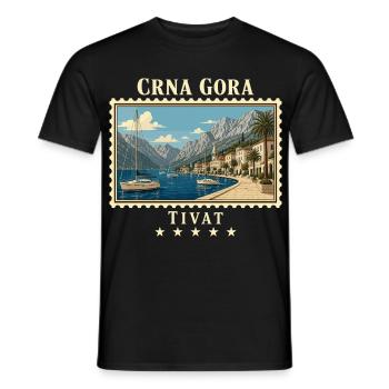 Montenegro Tivat Vintage Reisemarke - Männer T-Shirt - Schwarz - Vorne - AI Model Male 178 light (178cm)